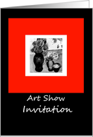 Art Show Invitation. Still Life Roses digitally enhanced painting. card