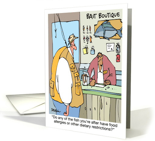 Blank Inside Humor Fishing Bait Food Allergies card (1668778)