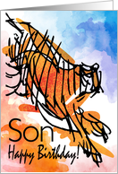 Happy Birthday Son Tiger Wishing You a Wild And Wonderful Birthday card