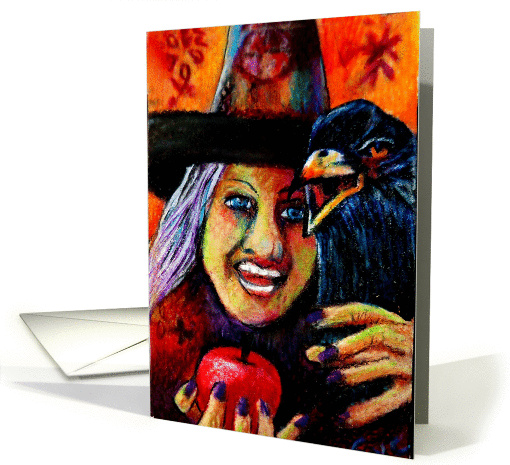 Halloween Witch & Raven card (856377)