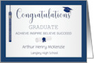Congratulations Graduation Silver Blue Tassel Mortarboard Cap Diploma card