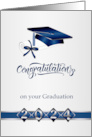 Congratulations 2021 Graduation Silver Blue Mortar Cap, Diploma card