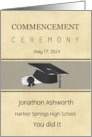 Graduation Commencement Ceremony Black Mortarboard Cap, Diploma card