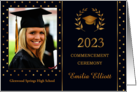 Graduation Commencement Ceremony 2023 Mortar, Gold Laurel Wreath card