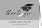 Graduation Black Mortarboard Cap Diploma Thank You card