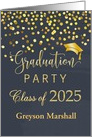 Graduation Party Invitation Gold Polka Dots Diploma Class of 2022 card