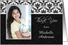 Thank You for Graduation Gift - Black and white Damask pattern card