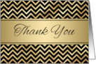 Thank You Gold Black Zigzag pattern card