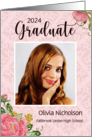 Graduation Party Invitation Pink Damask Peony Custom Photo card
