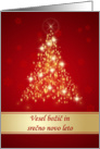 Slovenian Christmas card - Red and gold sparkling Christmas tree card