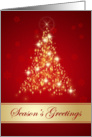 Business Season’s Greetings - Red and gold sparkling Christmas tree card