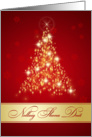 Irish Gaelic Christmas -Red and gold sparkling Christmas tree card