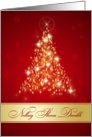 Irish Gaelic Christmas -Red and gold sparkling Christmas tree card