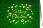 Christmas - golden stars on green damask card