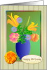 Birthday - Colorful exotic flowers in a vase card