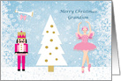 Christmas Grandson - Nutcracker, Christmas tree and ballerina card