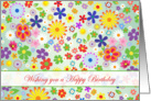 Happy Birthday card with colorful flowers card