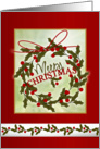 Christmas wreath and holly card