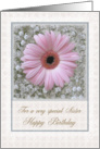 Birthday Sister - pink Gerbera card