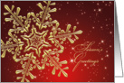 Business Christmas - golden snowflake on red starry background card