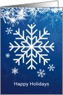 Business Christmas card - white snowflakes on blue card