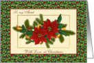 Christmas card for Aunt - Poinsettia and pine branches card