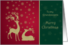 Christmas Grandparents - Golden reindeers and snowflakes on red card