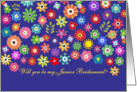 Wedding Invitation for Junior Bridesmaid - colorful flower-bed 1960-x style card