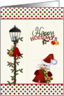 Christmas Holiday card - Santa, bells and holly card