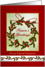 Business Christmas Customers - wreath and holly card
