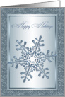 Happy Holidays card with silver blue snowflake card