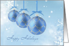 Happy holidays Christmas card with snowflakes and baubles card