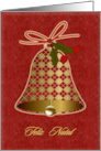 Portuguese Christmas card with bell and holly. card