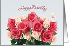 Happy Birthday card with pink roses card