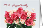Happy 100th Birthday card with pink roses card