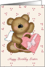 Birthday card for Sister with Teddy Bear and sweets card