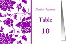 Damask floral purple - Wedding menu Place Card