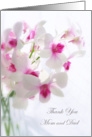 Wedding thank you Mom and Dad - white Orchids card