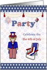 4th of July party invitation - Uncle Sam, stars, stripes and fireworks card