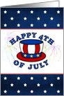 USA Independence Day, 4th of July - Uncle Sam’s hat, stars and stripes card