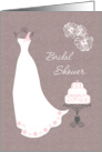 Bridal Shower Invitation - White wedding gown on brown card