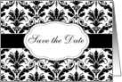 Save the Date - Damask black and white card