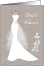 Bridal Shower Invitation - White wedding gown on brown card