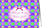 Flower Girl Invitation - Hibiscus flowers on blue background card