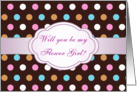 Flower Girl Invitation - Multi - colored polka dot card