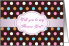 Flower Girl Invitation - Multi - colored polka dot card