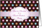 Sweet 16 Party Invitation - Pink, blue, white, brown polka dot card