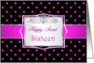 Birthday Sweet 16 - Hot pink polka dot card