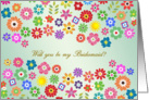 Bridesmaid Invitation - Colorful summer flowers, 1960-x style card