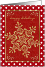 Business red & gold Christmas card for customers - snowflakes and polka dot card